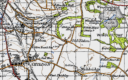 Old map of Old Eldon in 1947