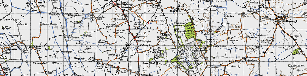 Old map of Old Ellerby in 1947