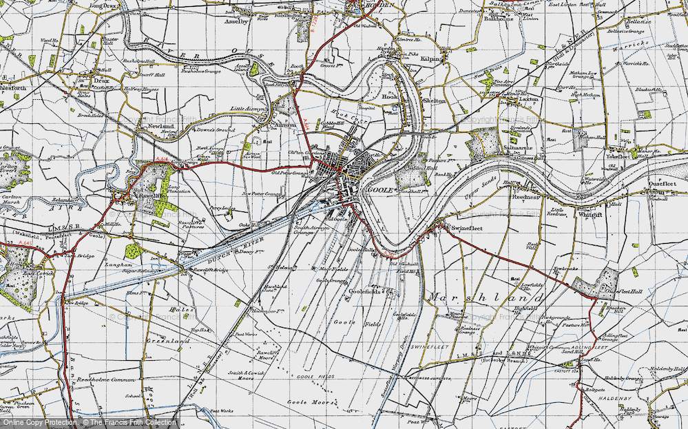 Old Map of Historic Map covering Goole Fields in 1947
