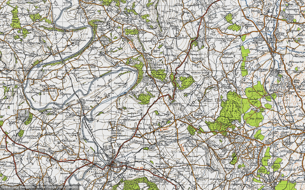 Old Map of Historic Map covering Yatton Wood in 1947