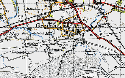 Old map of Old Graitney in 1947