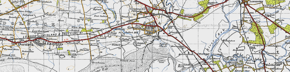 Old map of Old Graitney in 1947