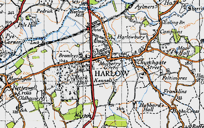 Old map of Old Harlow in 1946