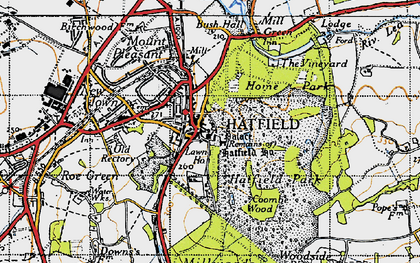 Old map of Old Hatfield in 1946