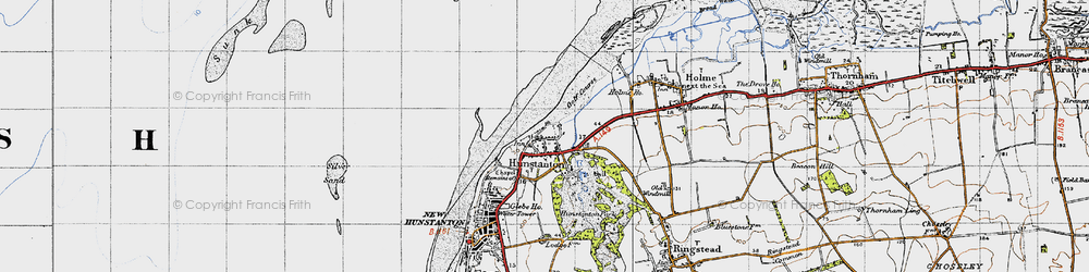 Old map of Old Hunstanton in 1946