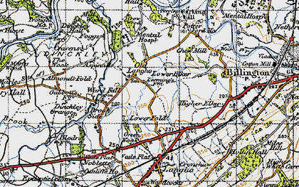Old map of Old Langho in 1947