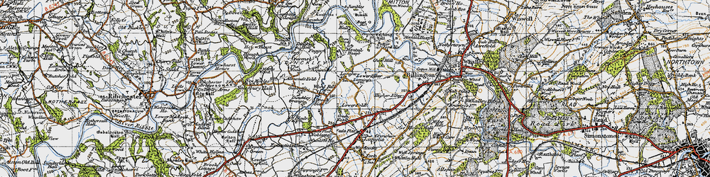 Old map of Old Langho in 1947