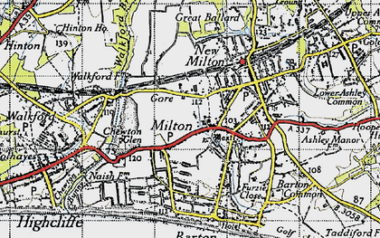 Old map of Old Milton in 1940