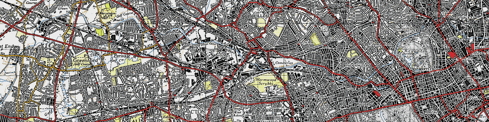 Old map of Old Oak Common in 1945