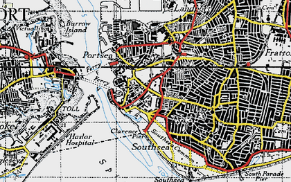 Old map of Old Portsmouth in 1945