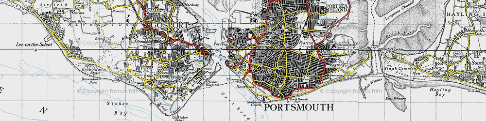 Old map of Old Portsmouth in 1945