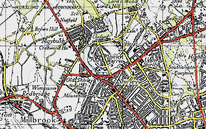 Old map of Old Shirley in 1945
