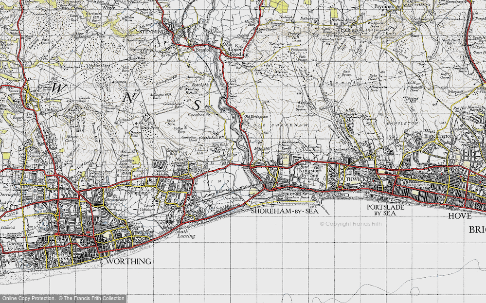 Old Map of Old Shoreham, 1940 in 1940