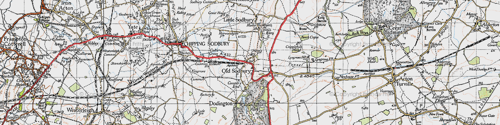 Old map of Old Sodbury in 1946