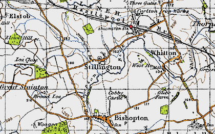 Old map of Bishopton Beck in 1947