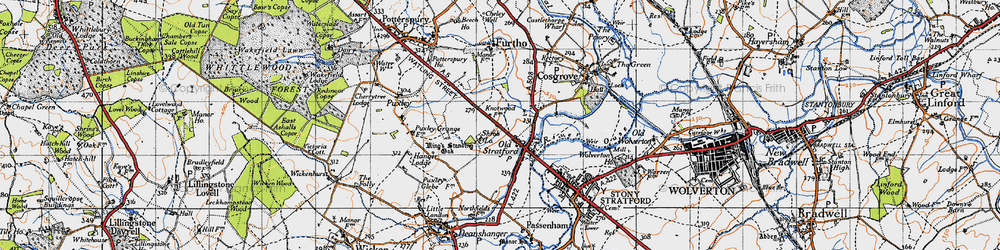 Old map of Old Stratford in 1946