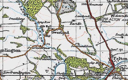 Old map of Old Swarland in 1947