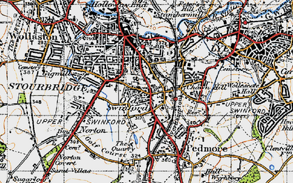 Old map of Old Swinford in 1947