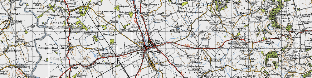 Old map of Old Thirsk in 1947
