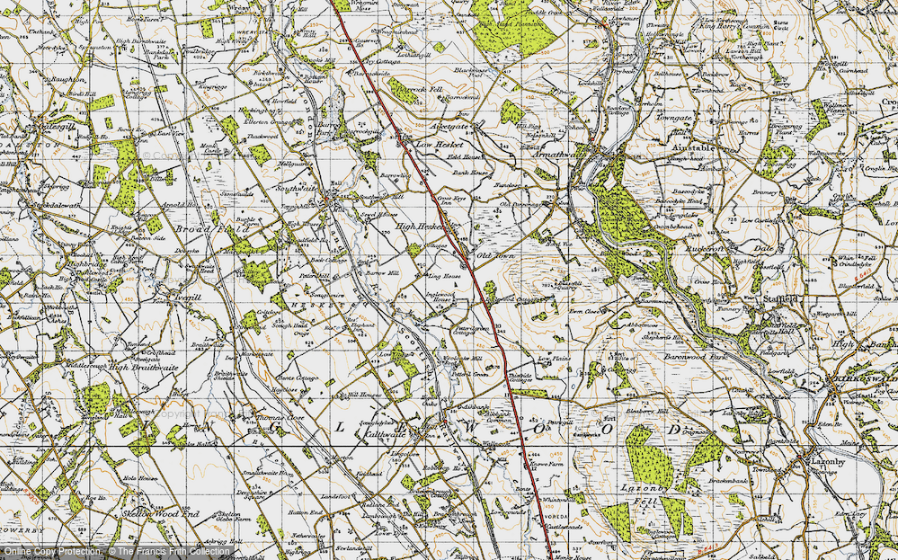 Old Map of Historic Map covering Blaze Fell in 1947