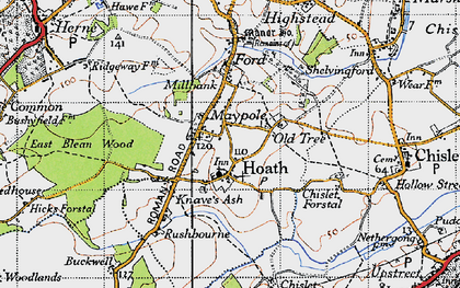 Old map of Old Tree in 1947