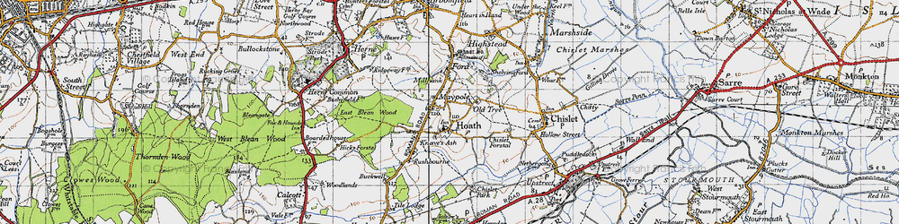 Old map of Old Tree in 1947