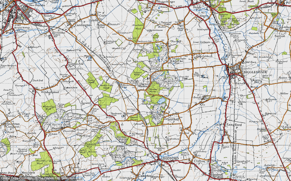 Old Map of Old Warden, 1946 in 1946