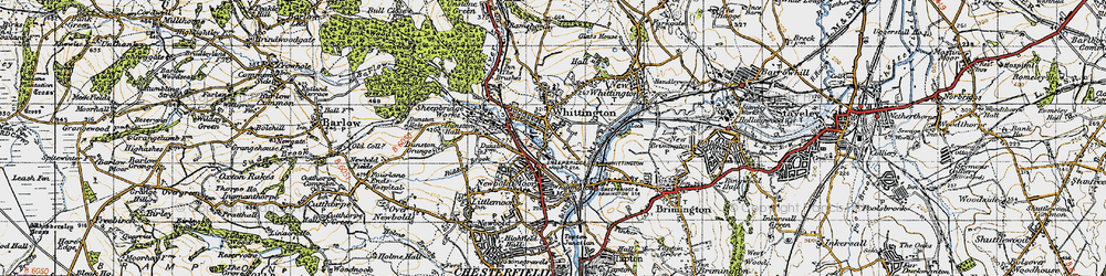 Old map of Old Whittington in 1947