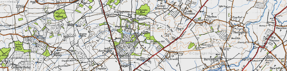 Old map of Old Wimpole in 1946