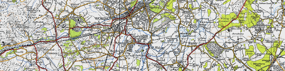 Old map of Old Woking in 1940