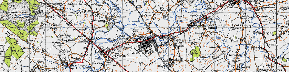 Old map of Old Wolverton in 1946