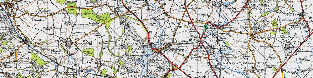Old map of Old Woodstock in 1946