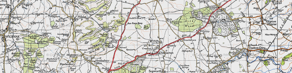 Old map of Oldbury on the Hill in 1946