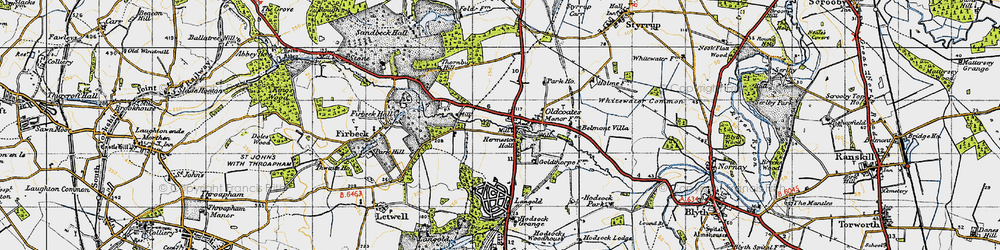 Old map of Whitewater Common in 1947