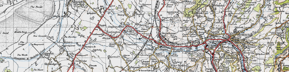 Old map of Oldend in 1946