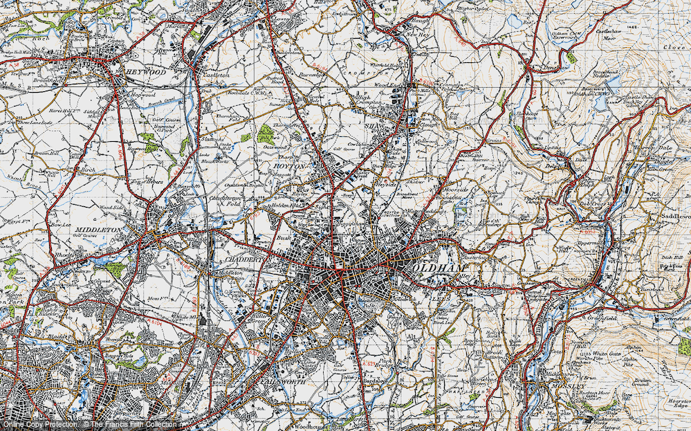 Old Map of Oldham Edge, 1947 in 1947