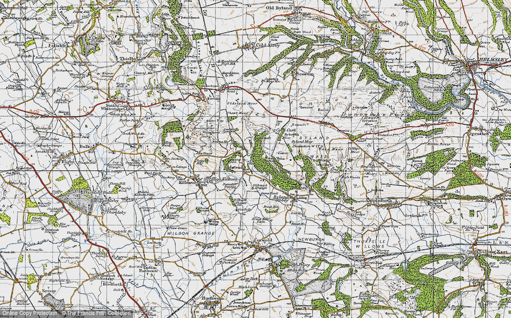 Old Map of Historic Map covering Sutton Bank in 1947