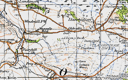 Old map of Oldwalls in 1946
