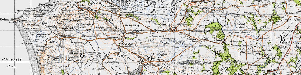 Old map of Oldwalls in 1946