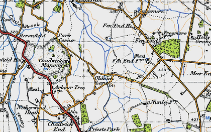 Old map of Oldwich Lane in 1947