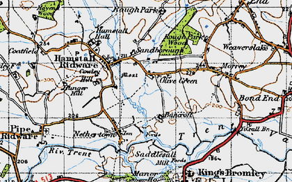 Old map of Bancroft in 1946