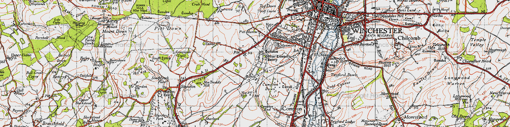 Old map of Oliver's Battery in 1945