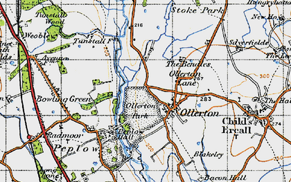 Old map of Ollerton in 1947