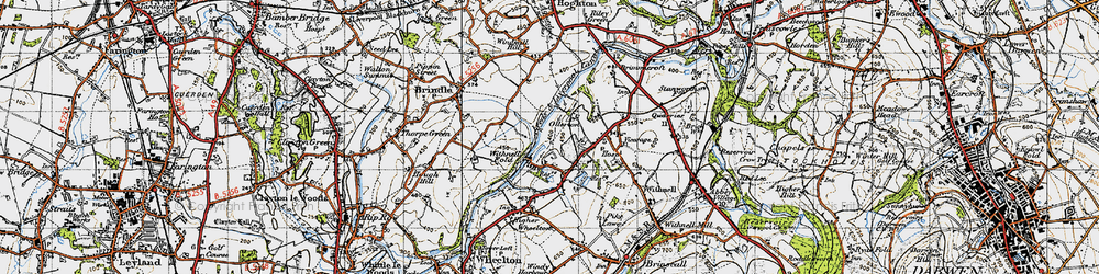 Old map of Leeds and Liverpool Canal in 1947