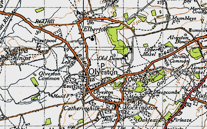Old map of Olveston in 1946