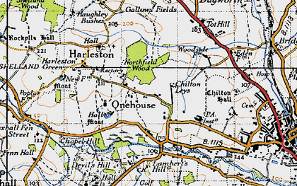 Old map of Onehouse in 1946