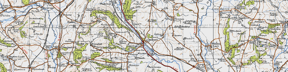 Old map of Onibury in 1947