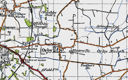 Old map of Orby in 1946