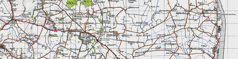 Old map of Orby in 1946