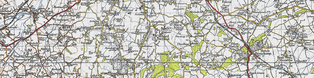 Old map of Orchard Portman in 1946